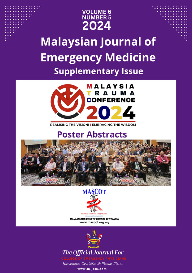 					View Vol. 6 No. 5 (2024): MJEM Supplementary Issue: Malaysian Trauma Conference (MTC) 2024 Poster Abstracts
				